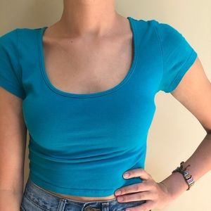 Bright blue crop top